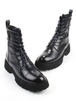 01-B2103B-10F INK BLUE Ботинки демисезонные женские (натуральная кожа, байка)