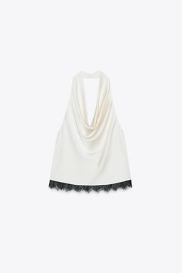 SATIN HALTER TOP WITH LACE - Zara фото 11