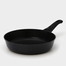 Сковорода Доляна «Элит», d=28 см, пластиковая ручка, стеклянная крышка, антипригарное покрытие, цвет чёрный