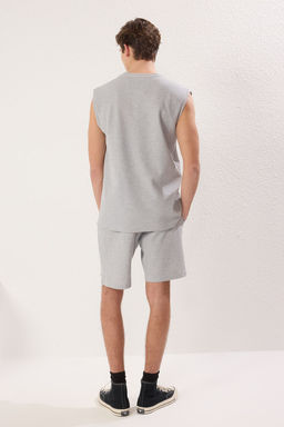 TRENDYOL MAN Gri Regular Fit Etiket Detayl? Atlet Sortlu Orme Pijama Tak?m? TMNSS25PT00028 - Trendyolmilla фото 4
