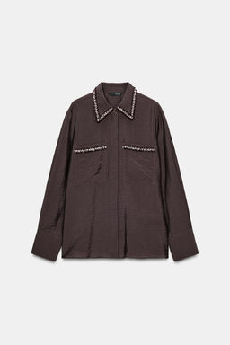 TEXTURED SHIRT WITH PIPING - Zara фото 7