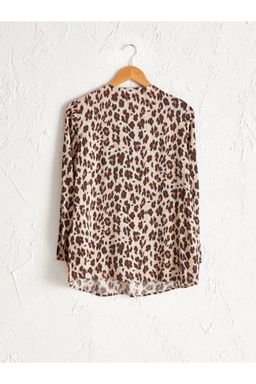 Женская коричневая блузка с принтом 0W1832Z8