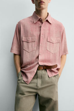 CAMISA RELAXED FIT EFECTO LAVADO / Rosa pastel - Zara фото 6