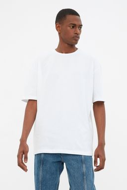 TRENDYOL MAN Beyaz %100 Pamuklu Oversize/Genis Kesim T-Shirt TMNSS22TS0274 - Trendyolmilla фото 4