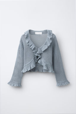 CHAQUETA PUNTO VOLANTE / Azul / Gris