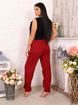 Брюки женские, модель 162М, трикотаж (Красно-черная клетка) - Ивановотекстиль фото 4