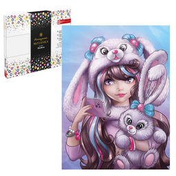 Алмазная мозаика арт. 68640 / 25 ДЕВУШКА С ЗАЙКОЙ, размер: 30*40 см, (23 цветов страз, холст на подр