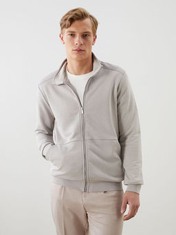 Dik Yaka Uzun Kollu Erkek Fermuarl? Sweatshirt