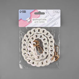Цепочка для сумки, пластиковая, с карабинами, перламутровая, 23 17 мм, 68 см, цвет белый/золотой - Арт узор фото 4