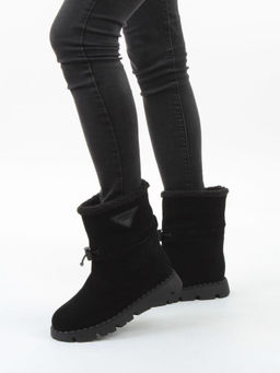 04-PAL273-1Z BLACK Ботинки зимние женские (натуральная замша, 100% шерсть)