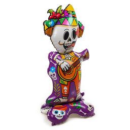 Воздушный шар фольгированный 49" «Скелет музыкант на подставке», под воздух