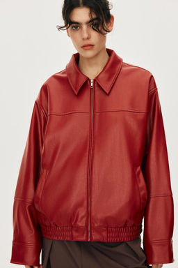LEATHER EFFECT BOMBER JACKET - Zara фото 3