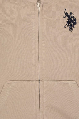 Erkek _ocuk Koyu Bej Fermuarl_ Kap__onlu _rme H_rka - U.s. polo assn фото 4