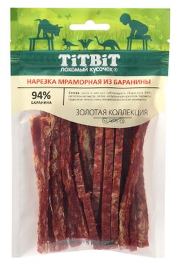 Титбит Нарезка мраморная из баранины для собак Золотая коллекция 80 г 4690538023389