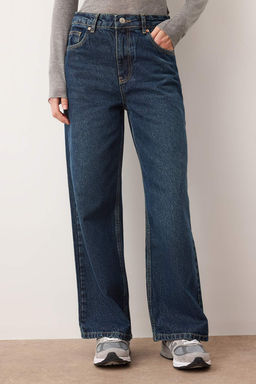 Koyu Kahverengi Yuksek Bel Bilek Boy Culotte %100 Pamuklu Jeans TWOAW26JE00190 - Trendyolmilla фото 11