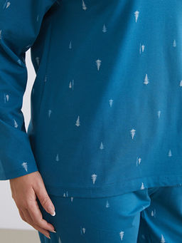 Bisiklet Yaka Y?lba?? Temal? Kad?n Pijama Tak?m?