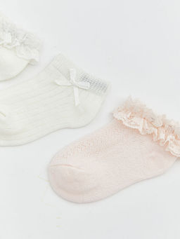 Desenli K?z Bebek Patik ?orap 3l?