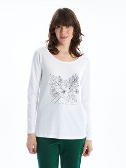 Bisiklet Yaka Bask?l? Kad?n Pijama Tak?m?