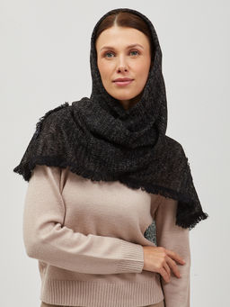 в составе ШЕРСТЬ Тонкий, теплый, мягкий вязаный шарф, декорированный ажурными вязаными цветами - Tantino фото 7