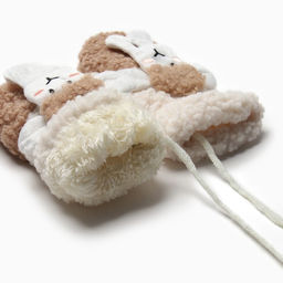 Варежки подростковые MINAKU Барашка двухцветные 24 см цвет коричневый  фото 3