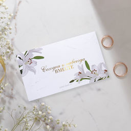 Цена за 10 шт. Приглашение на свадьбу Лилии , с тиснением - Долго и счастливо фото 3