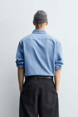 TEXTURED OXFORD SHIRT WITH POCKET - Zara фото 3