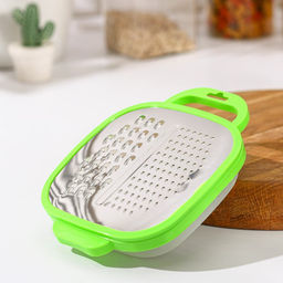 Тёрка с контейнером Доляна «Универсал», 2 в 1, 19×14.5×3.5 см, зелёная