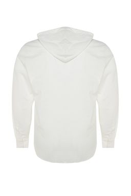 Buyuk Beden Ekru Regular Fit Rahat Kapusonlu Gomlek TMNSS23GO00092 - Trendyolmilla фото 7