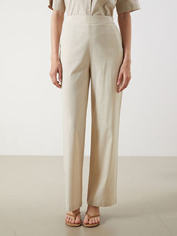 Beli Lastikli Keten Kar???ml? Kad?n Pantolon