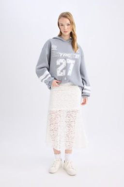 Coool A Form Yuksek Bel Dantel Maxi Etek