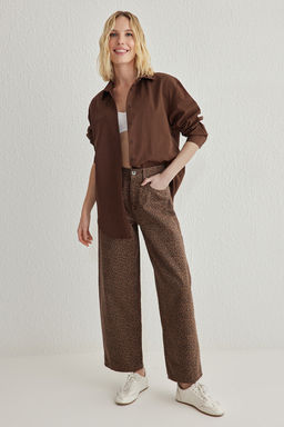 TRENDYOLMILLA Kahverengi Regular Normal Kal?p Dokuma Gomlek TWOSS25GO00095 фото 7