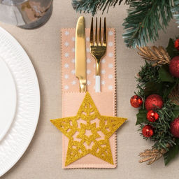 Набор конвертов для столовых приборов Доляна Золотая звезда - 4 шт.