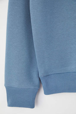 Mavi Oversize/Genis Kesim Polo Yaka Nak?sl? Kal?n Ici Sardonlu Sweatshirt TMNAW26SW00011 - Trendyolmilla фото 7