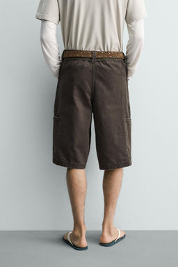 BERMUDA BAGGY FIT CINTUR?N / Marr?n