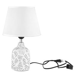 Светильник настольный Луиза-1 д22,5см, h35,5см, абажур текстильный д22,5см, h16см, цвет - белый, основание керамическое д10,8см, h24см, матовая глазурь, цвет - белый (Китай)