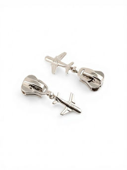 Бегунок для молнии «Трактор», №8, «Самолёт», 10 шт., цвет никель