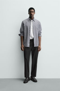 PANTAL?N CON LANA REGULAR FIT NON IRON / Negro