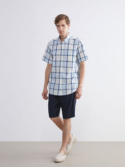 Regular Fit K?sa Kollu Ekose Poplin Erkek G?mlek