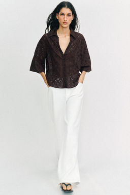 CAMISA BORDADOS PERFORADOS / Marr?n - Zara фото 9