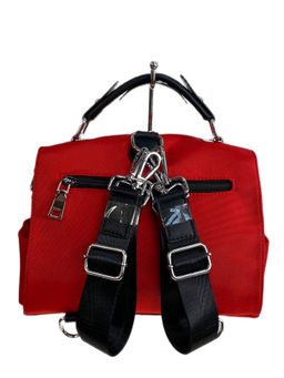 Женская сумка-рюкзак из текстиля, цвет красный - Greta фото 2