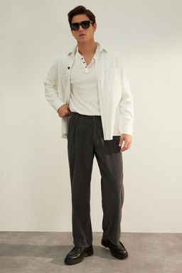 TRENDYOL MAN Limited Edition Antrasit %100 Pamuk Wide leg Kadife Pantolon TMNAW24PL00012 - Trendyolmilla фото 2