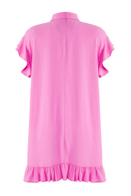 TRENDYOLMILLA Pembe Dokuma Volanl? Plaj Elbisesi TBESS25EL00074