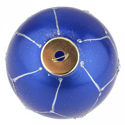 Елочная игрушка шар стеклянная д9,5см, синий металлик, ручная художественная роспись, подарочная упаковка (Россия) - Домашняя мода фото 5