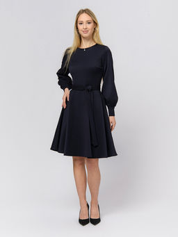 Платье синего цвета длины мини с объемными рукавами - 1001dress фото 3