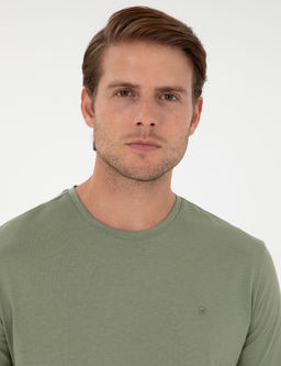 Haki %100 Pamuk Slim Fit Bisiklet Yaka Basic Ti__rt - Pierre cardin фото 2