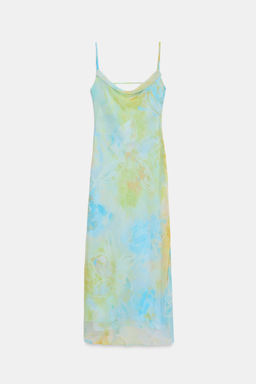VESTIDO MIDI DRAPEADO ESTAMPADO / Azules - Zara фото 5