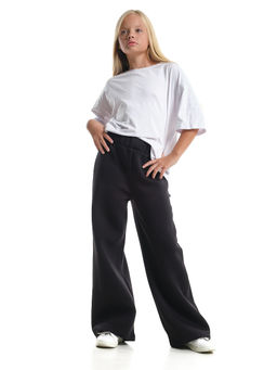 Брюки палаццо утепленные с начесом классические 22-9828 черный - Mini maxi фото 4