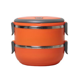 Ланч-бокс двойной 1400 мл 16,5*15*13,5 см пласт. корпус, внутр емкость нерж, арт. 2106