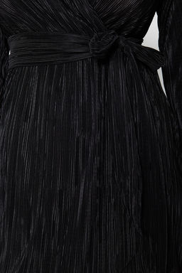 Siyah Kusakl? A-Kesim Astarl? Piliseli Orme K?sa S?k Abiye Gece Mezuniyet Elbisesi TPRAW24EL00108