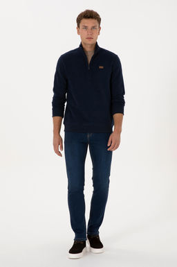 Erkek Regular Fit Yar_m Fermuarl_ Lacivert Basic Sweatshirt - U.s. polo assn фото 4